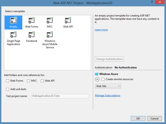 Empty Project Template in VS 2013